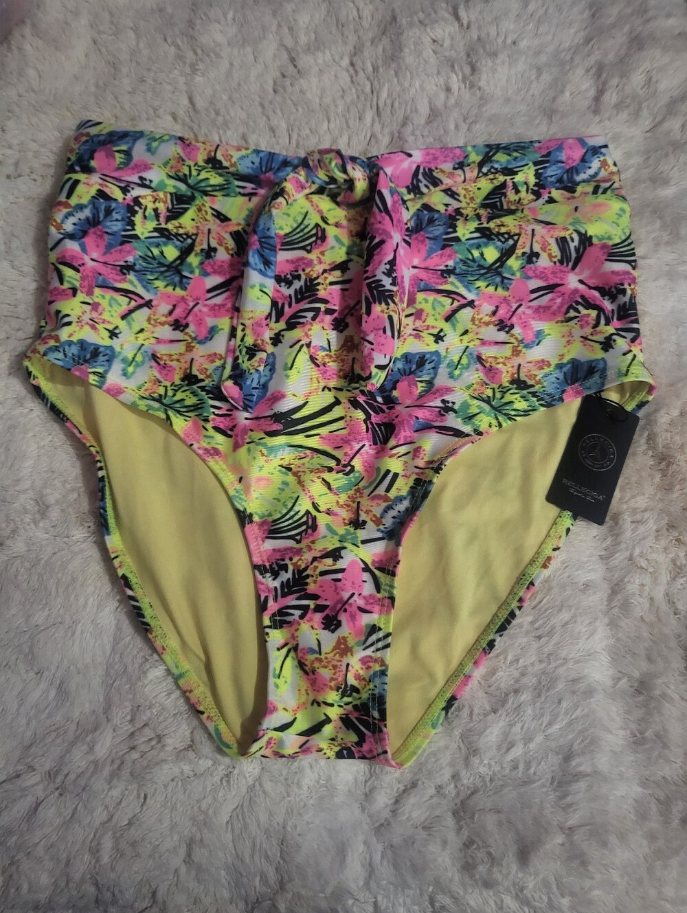 RELLECIGA Neon Yellow Floral Print Bikini Bottom